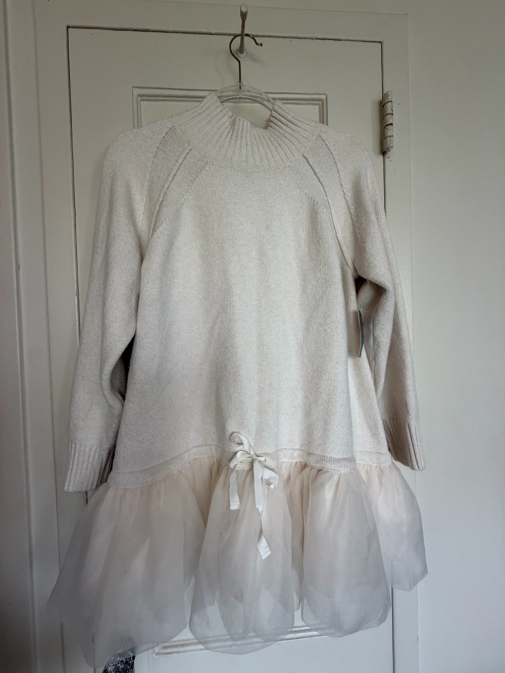 ANTHROPOLOGIE LONG-SLEEVE TURTLENECK TULLE TWOFER MINI DRESS SMALL NWT